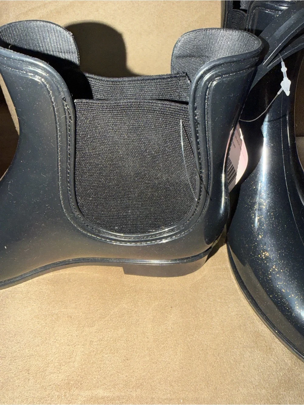 Juicy Couture Black Sparkle Chelsea Rain Boots
